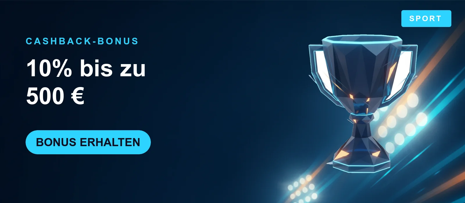 PowerUp Casino Sportwetten Cashback-Bonus Banner – 10 Prozent bis 500 Euro