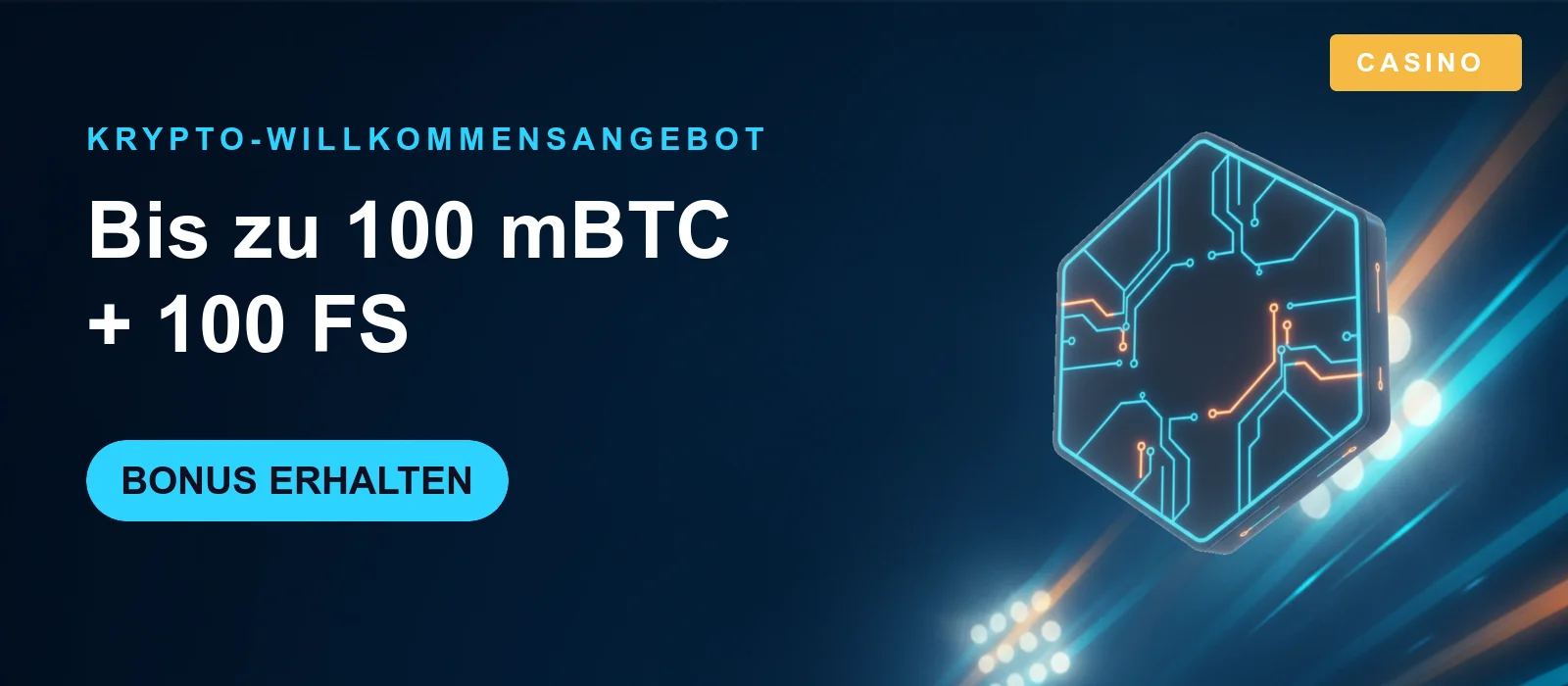 PowerUp Casino Krypto-Willkommensangebot Banner – bis zu 100 mBTC plus 100 Freispiele